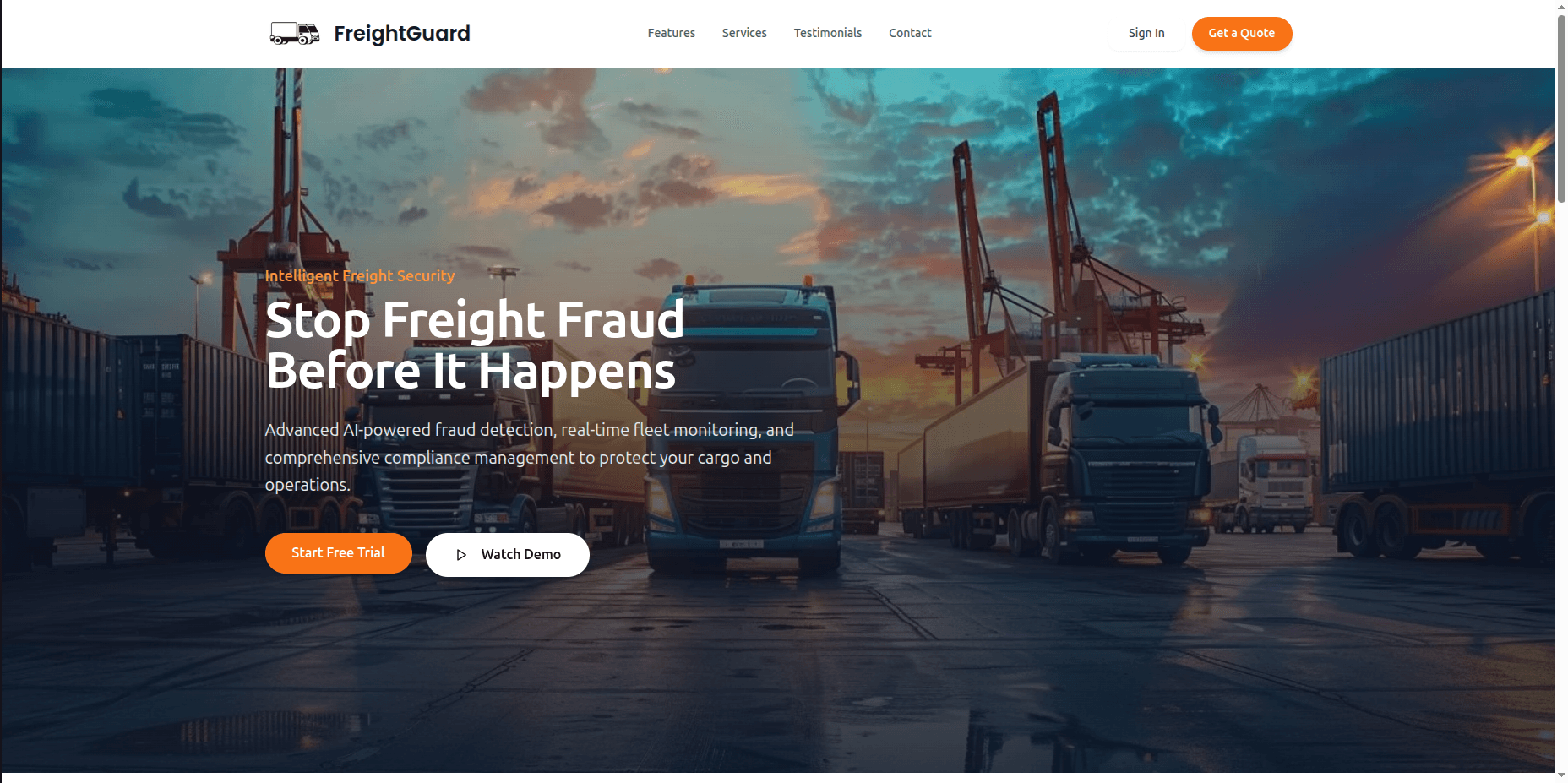 FreightGuard — AI freight fraud detection landing page